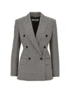 Max Mara Houndstooth-pattern Double-breasted Blazer In Gray
