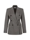 Max Mara Houndstooth-pattern Double-breasted Blazer In Gray
