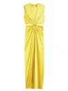 Max Mara Front Draped Dress With Metal Ring Accent In Yellow & Orange