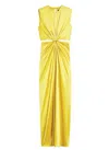 Max Mara Front Draped Dress With Metal Ring Accent In Yellow