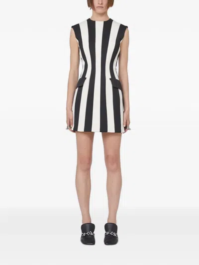 Max Mara Hourglass Striped Sleeveless Mini Dress In Yellow