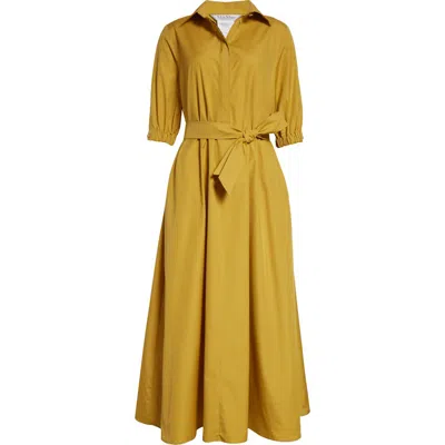 Max Mara Hoyo Cotton Belted Shirtdress In Yellow