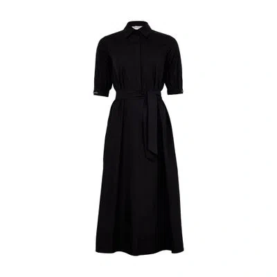 Max Mara Hoyo Cotton Poplin Maxi Shirt Dress In Black