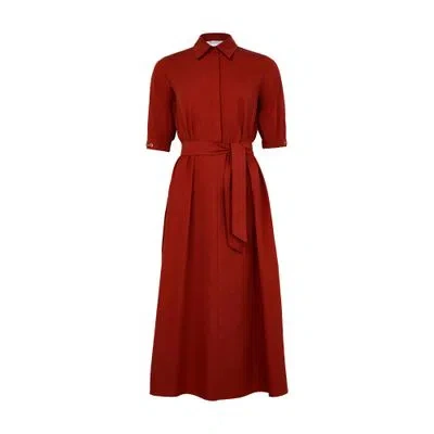 Max Mara Hoyo Cotton Poplin Maxi Shirt Dress In Red
