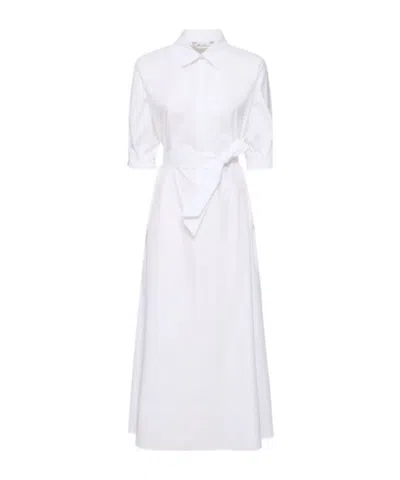 Max Mara Hoyo Poplin Midi Shirt Dress In White