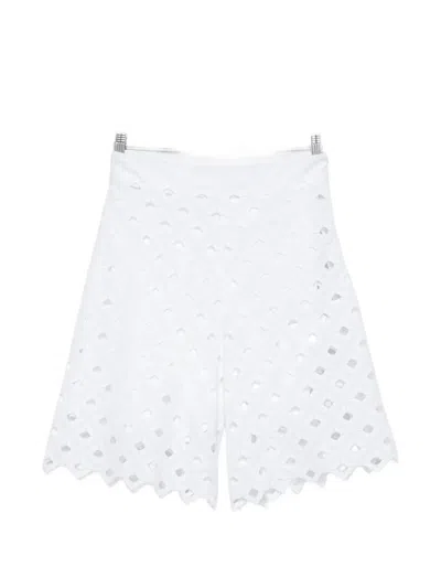 Max Mara Huguale Broderie-anglaise Scalloped-hem Shorts In Multi