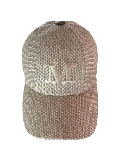Max Mara Ice M Logo-embroidered Woven Baseball Cap In Brown