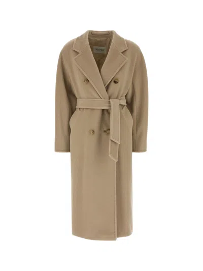 Max Mara Icon 120 Cm Long Double-breasted Jacket With Horn Buttons In Animal Print