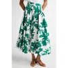 Max Mara Printed Poplin Pleated Skirt In Green