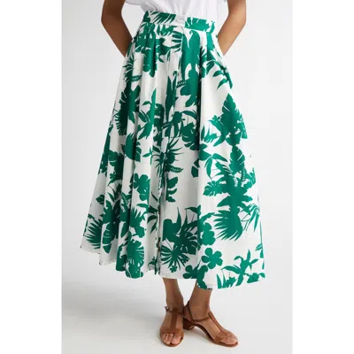 MAX MARA MAX MARA STUDIO IDONEO TROPICAL PRINT PLEATED COTTON SKIRT
