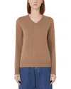 Max Mara Idoneo Wool V Neck Sweater In Brown