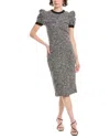 Max Mara Ieti Puff Sleeve Midi Dress In Gray