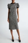Max Mara Ieti Puff Sleeve Midi Dress In Vanilla