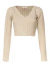 Max Mara Short Wool Blend Ifrem Sweater In Beis