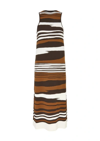Max Mara Ifrem Stripe-intarsia Knitted Midi Dress In Brown