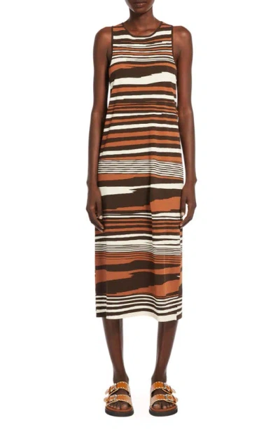 Max Mara Ifrem Stripe Sleeveless Sundress In Brown Stripe