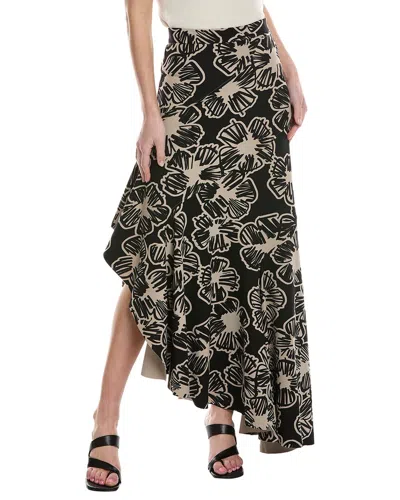 Max Mara Asymmetric Printed Maxi Skirt In Black