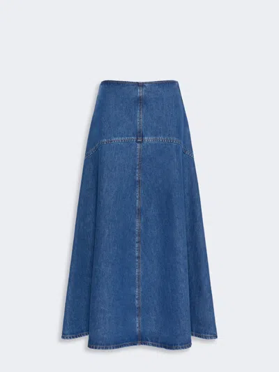 Max Mara Indigo Cotton Denim Skirt In Navy