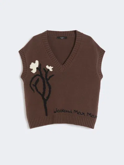 Max Mara Inlaid Cotton-blend Gilet In Brown