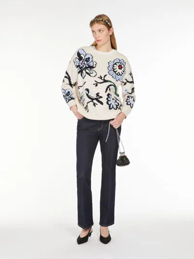 Max Mara Inlaid Cotton Sweater In Neutral