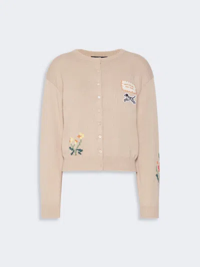Max Mara Inlay-detail Cotton Yarn Cardigan In Sand