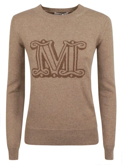 Max Mara Intarsia-knit Cashmere Jumper In Brown