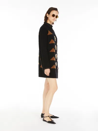 Max Mara Intarsia Wool And Cashmere Dress In Black