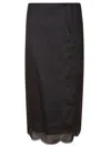 Max Mara Intricate Embroidered Black Midi Skirt With Scalloped Hem In Black