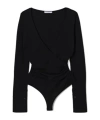 Max Mara Black Crossover Bodysuit In Stretch Jersey In Black