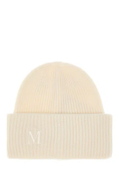 Max Mara Ivory Cashmere Beanie Hat In Neutral