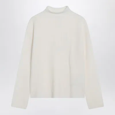 Max Mara Orlaya Cropped Brushed Cashmere-blend Turtleneck Sweater In White