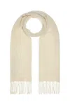 Max Mara Cashmere Scarf Fringed Edges Soft Texture In Neutral
