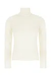 Max Mara Lightweight Cashmere Turtleneck High Collar In Bianco
