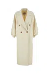 Max Mara Cappotto Zaffo In Cashmere Avorio Donna