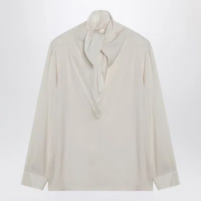 Max Mara Tie-detailed Silk Crepe De Chine Blouse In Multi