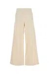 Max Mara Ragtime Ribbed-trim Wide-leg High-rise Wool-knit Trousers In Off White