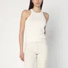 Max Mara Cotton Crew Neck Top With Ribbed Texture In White