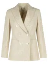 Max Mara Ivory Linen Blend Blazer Women In Beige