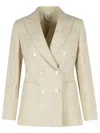 Max Mara Ivory Linen Blend Blazer Women In Beige