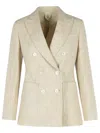 Max Mara Ivory Linen Blend Blazer Women In Cream