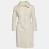 Max Mara Ivory Mink Collar Felt Coat In White