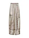 Max Mara Ivory Printed Silk Twill Mxmrive Fluid Trousers In White
