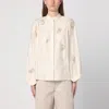 Max Mara Caladio Long-sleeved Shirt With All-over Embroidery In White