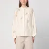 Max Mara Caladio Long-sleeved Shirt With All-over Embroidery In White