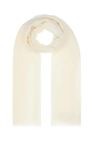 Max Mara Ivory Silk And Wool Scarf In Avorio