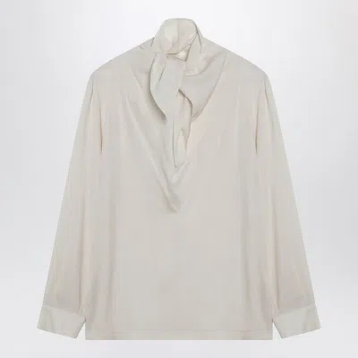 Max Mara Ivory Silk Charmeuse Blouse In Neutral