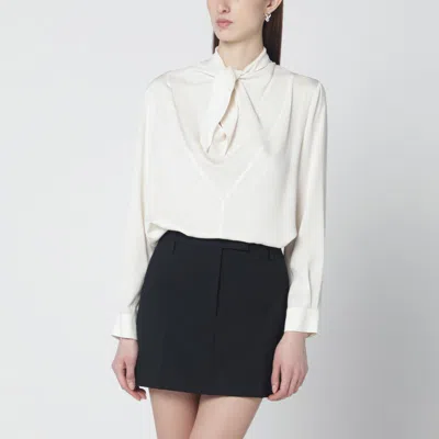 Max Mara Ivory Silk Charmeuse Blouse In Gray