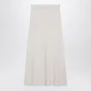 Max Mara Ivory Skirt In Stretch Cashmere Knit In White