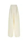 Max Mara Avoriaz Cotton Double Canvas Wide Pants In White