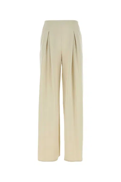 Max Mara Ivory Stretch Satin Palude Palazzo Pant In Neutral